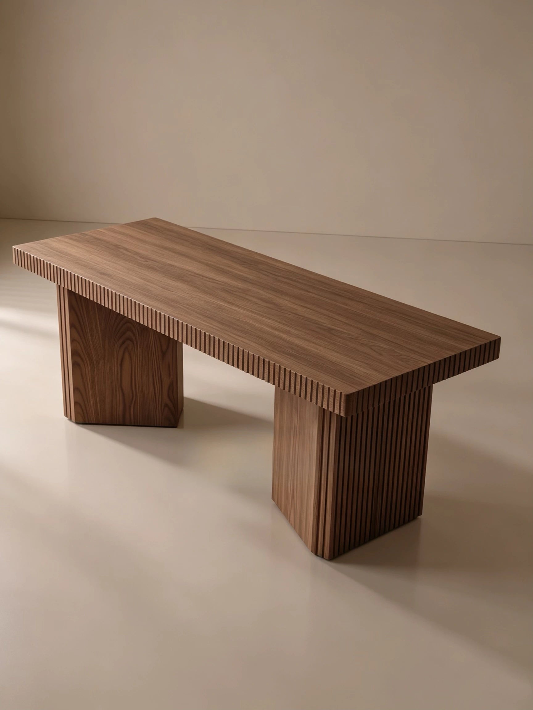Fluted Oak Dining Table in a finished interior.
