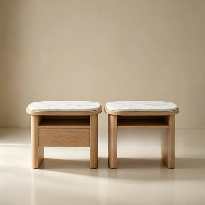 A00050 Marble Top Ash Nightstand — view 01