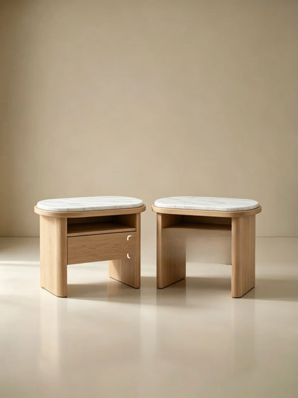 A00050 Marble Top Ash Nightstand — view 02