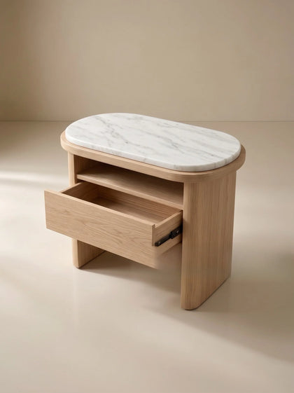 A00050 Marble Top Ash Nightstand — view 04