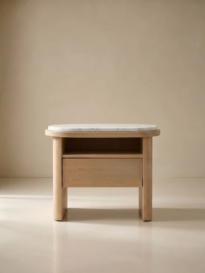 A00050 Marble Top Ash Nightstand — view 08