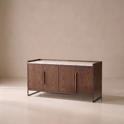 A00057 Walnut Marble Sideboard — view 01