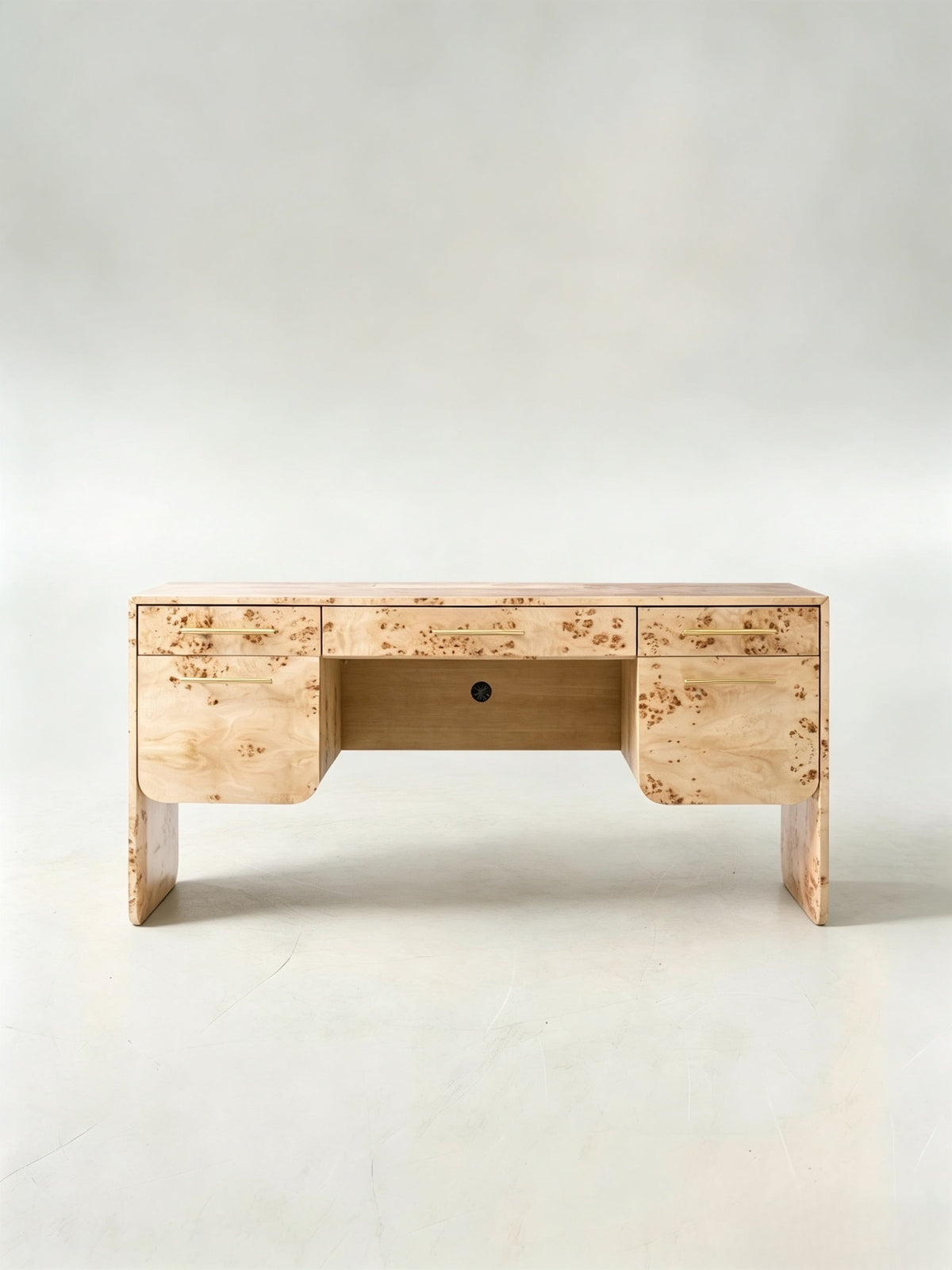 Halo Bay Desk in a finished interior.