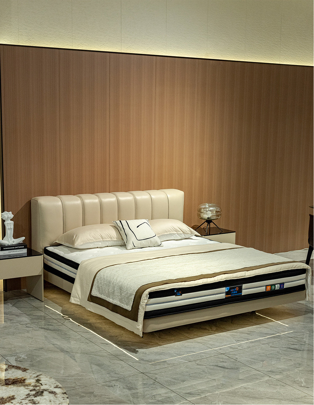 A00219 Bed in a finished interior.
