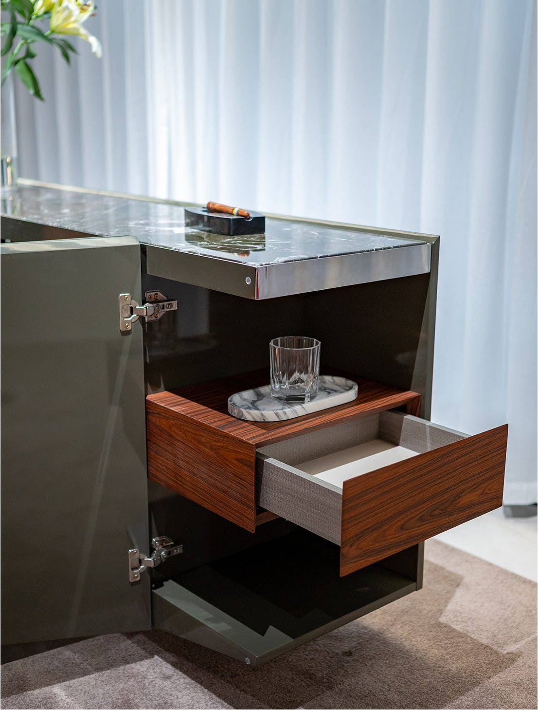 A00257 Cabinet in a finished interior.
