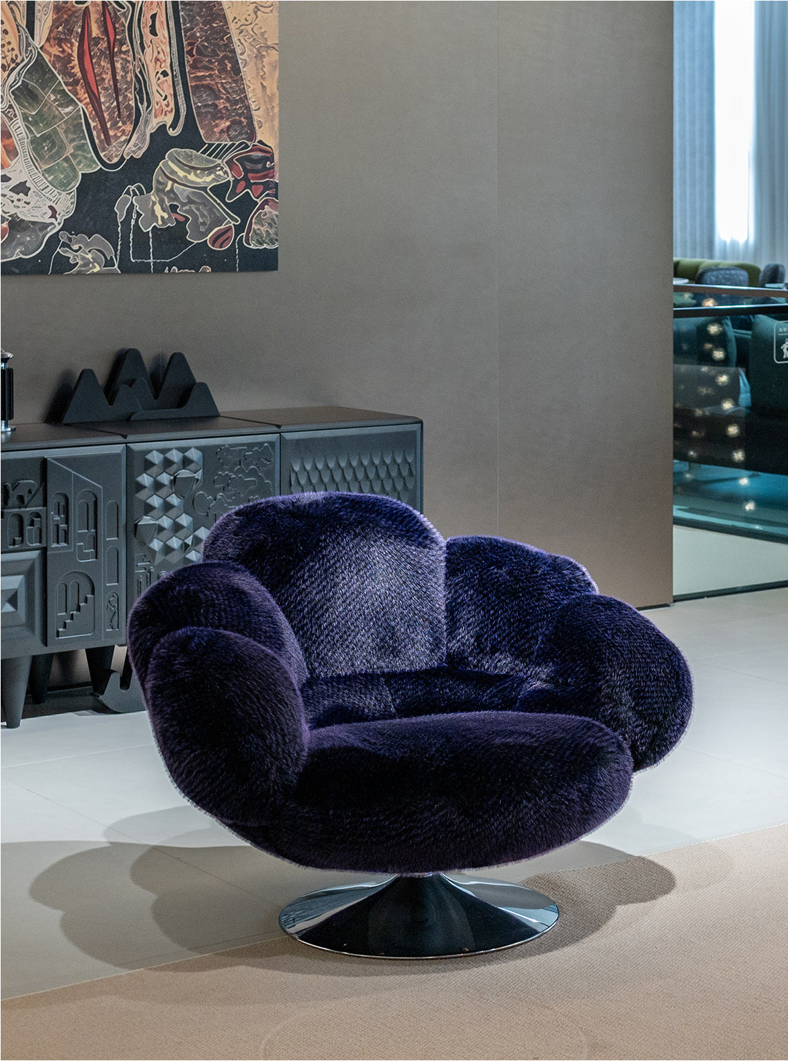 A00390 Lounge Chair in a finished interior.