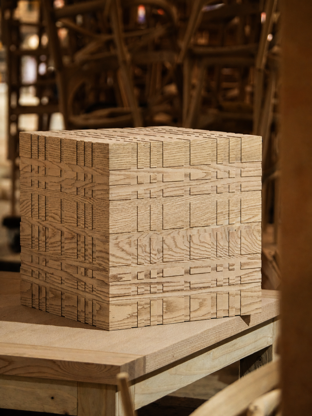 A00028 Side Table in a finished interior.