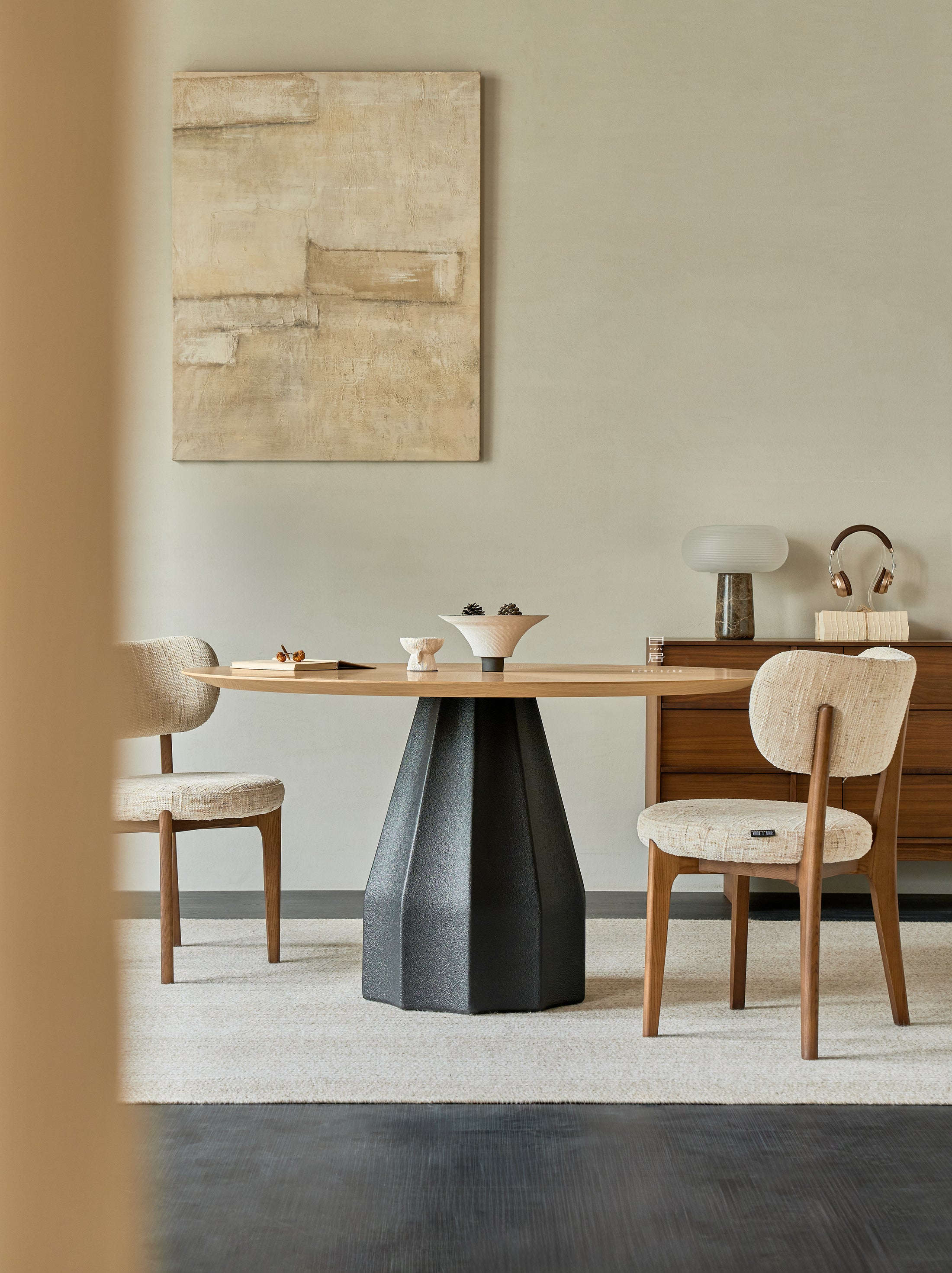 Orion Meadow Dining Table in a finished interior.
