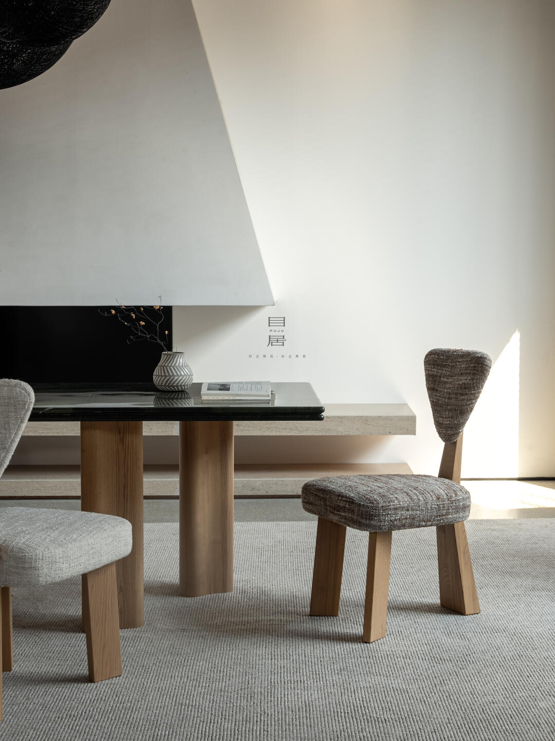 Alder Mist Lounge Chair in a finished interior.