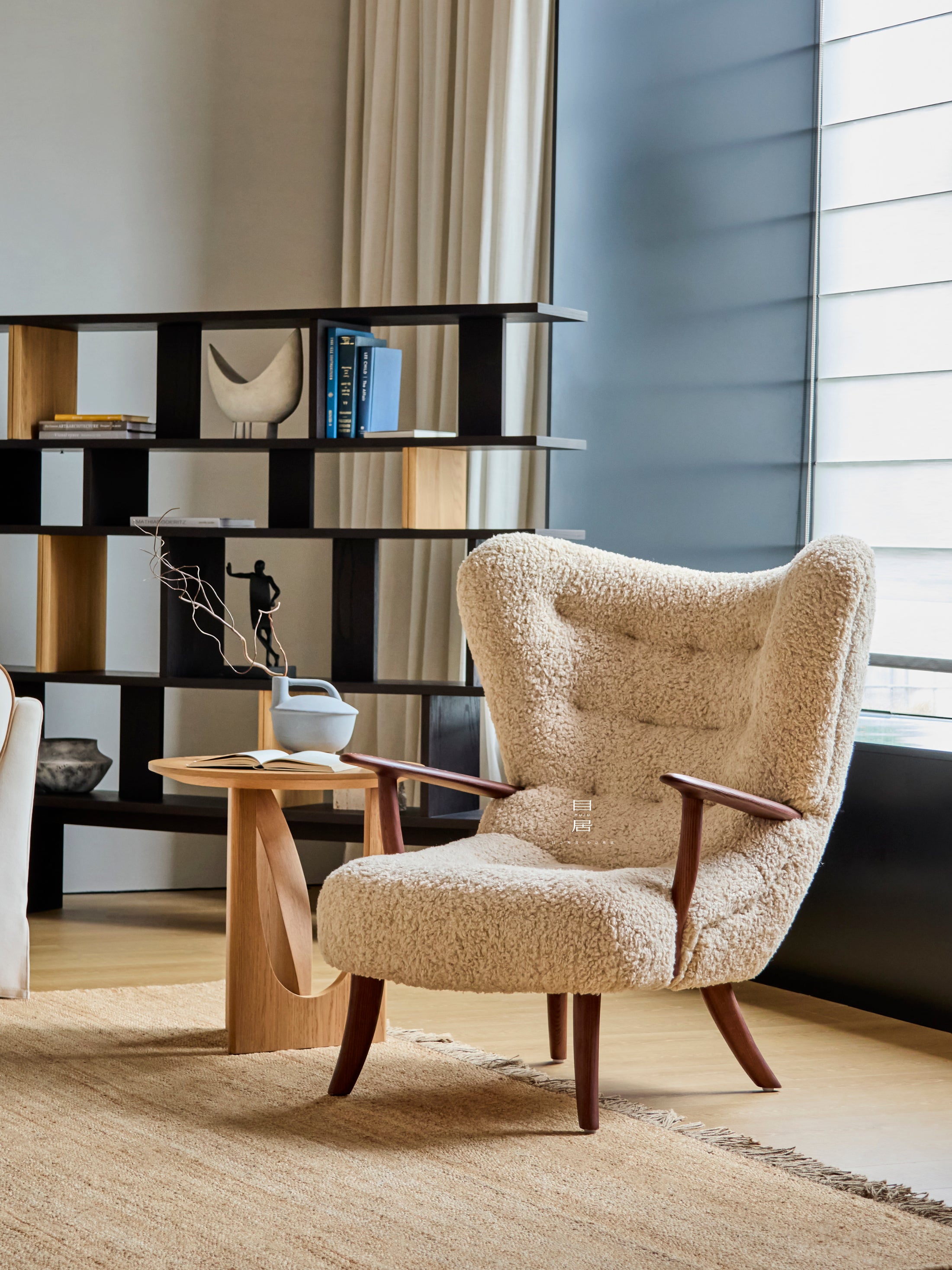 Arden Mist Lounge Chair in a finished interior.