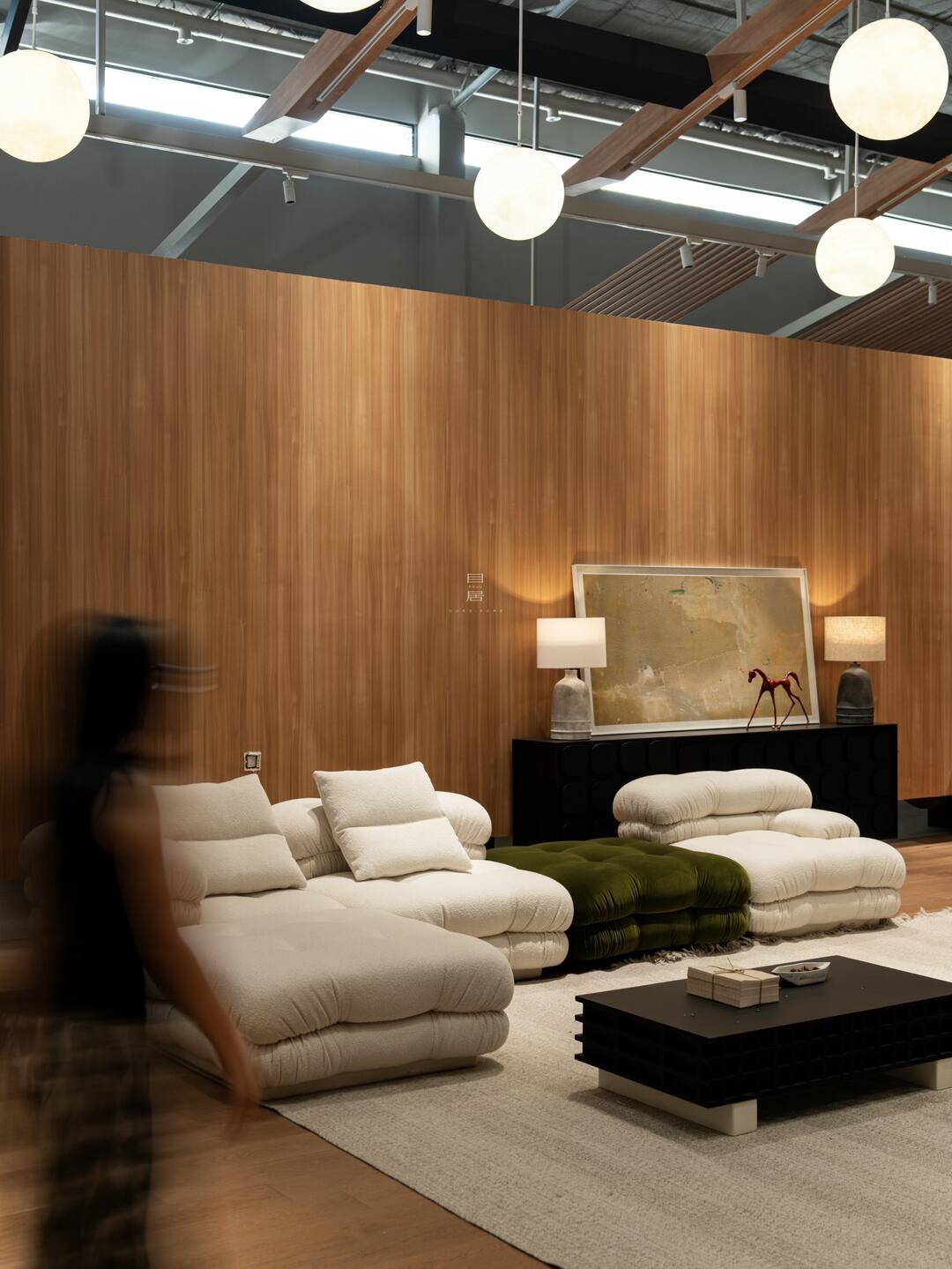 Calder Mist Modular Sofa in a finished interior.