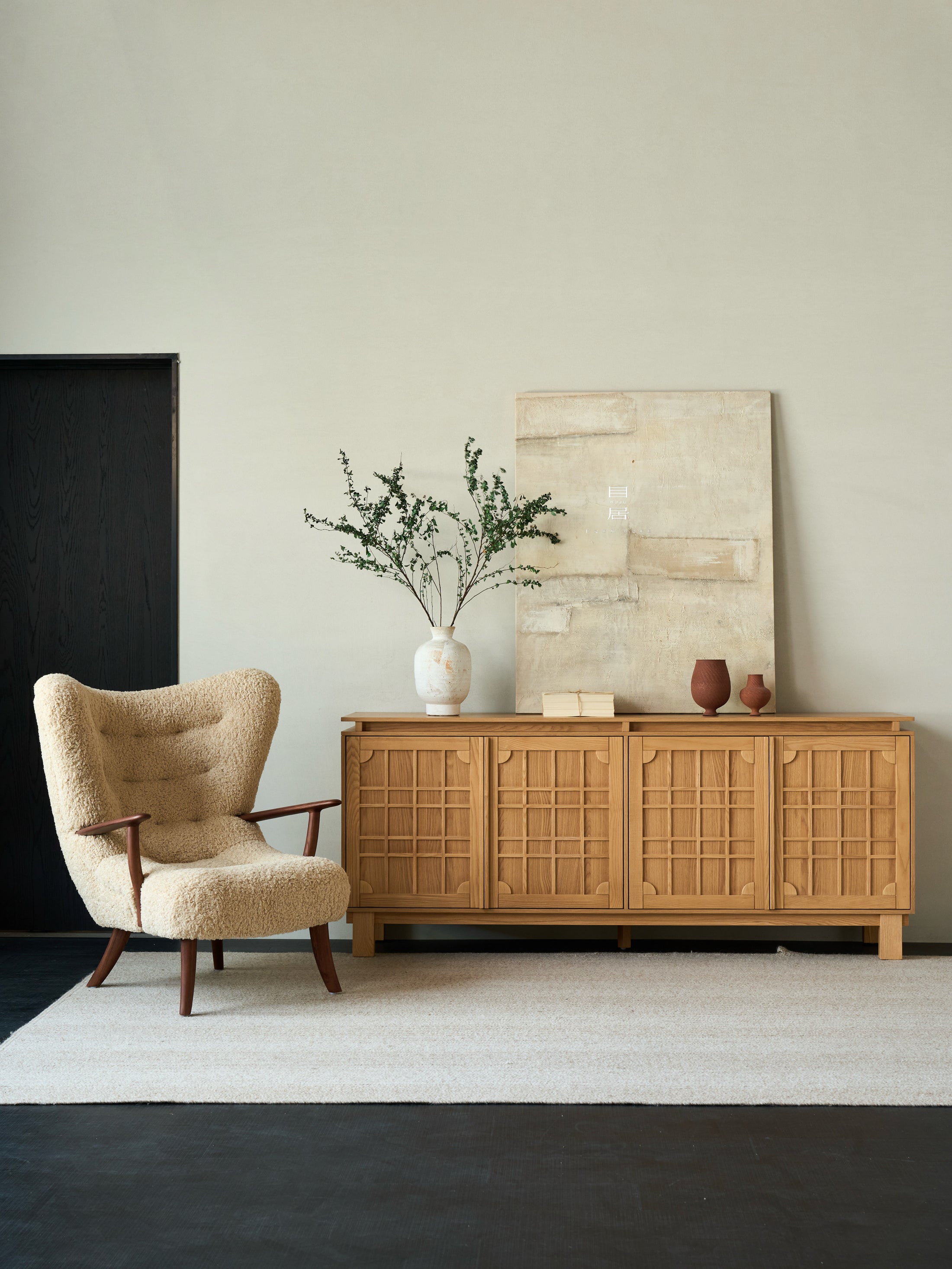 Flora Mist Sideboard in a finished interior.