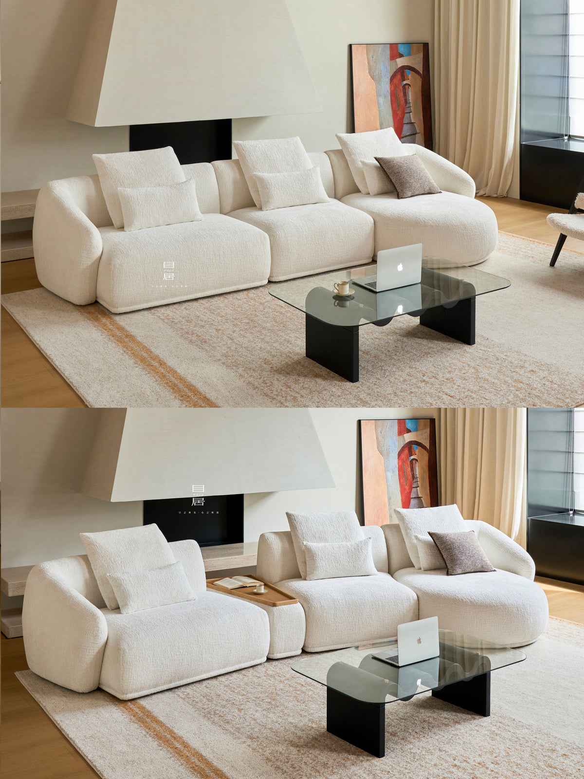 Nola Mist Sofa in a finished interior.