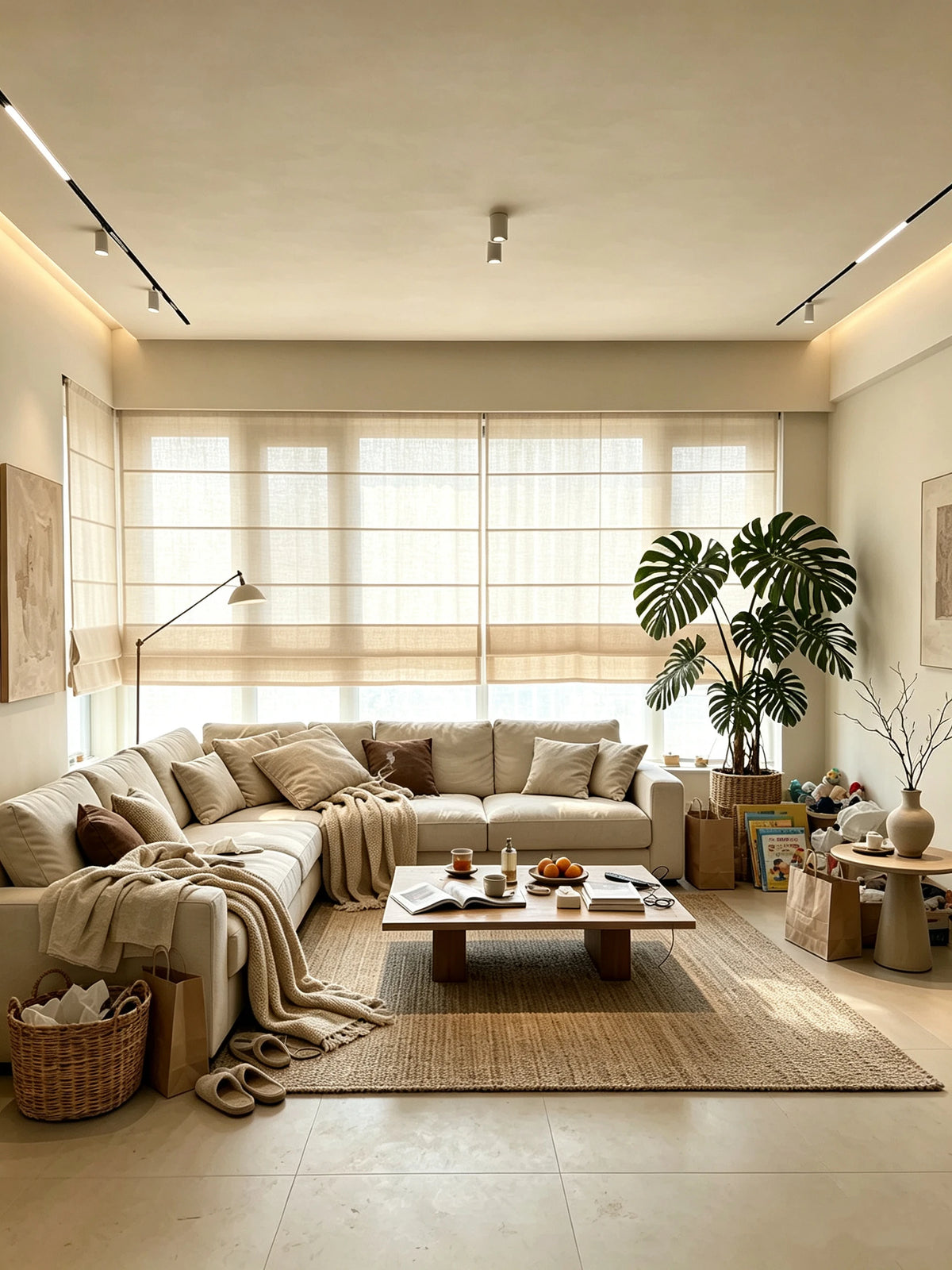 Reed Mist Curtain Panel in a finished interior.