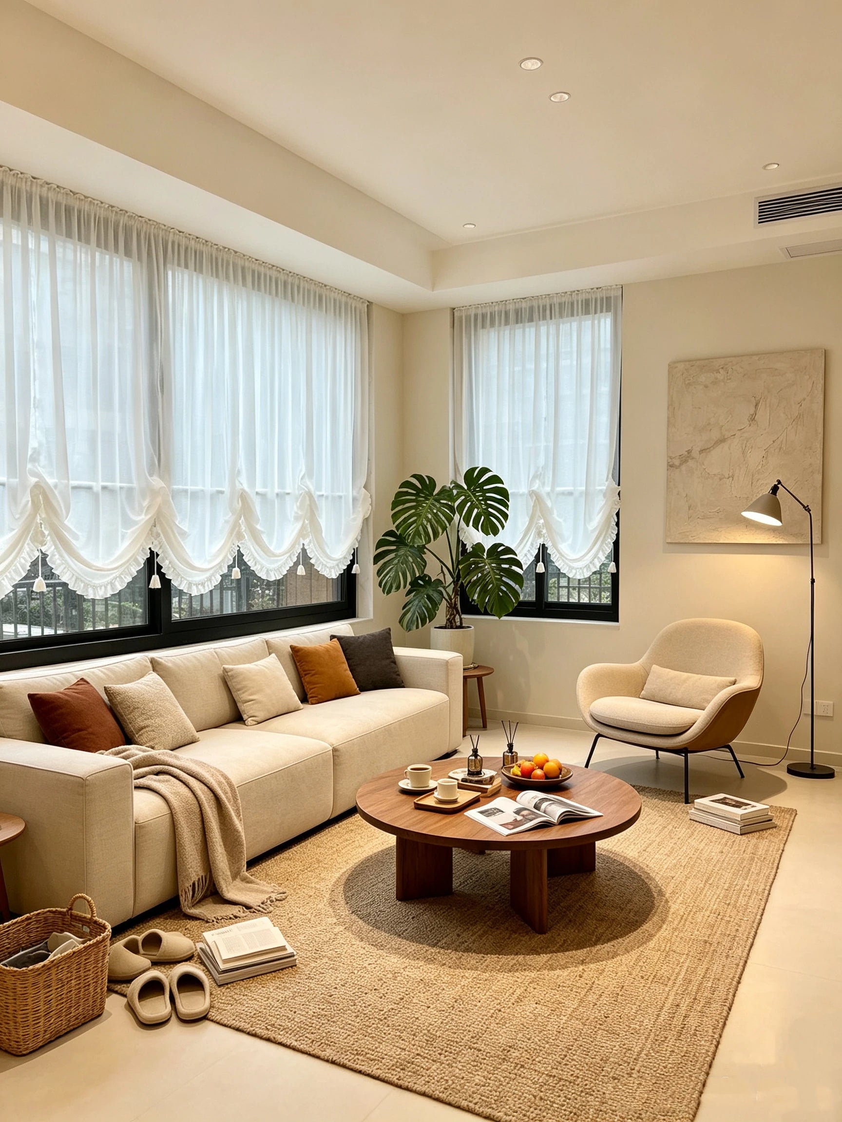 Sylvan Mist Curtain Panel in a finished interior.