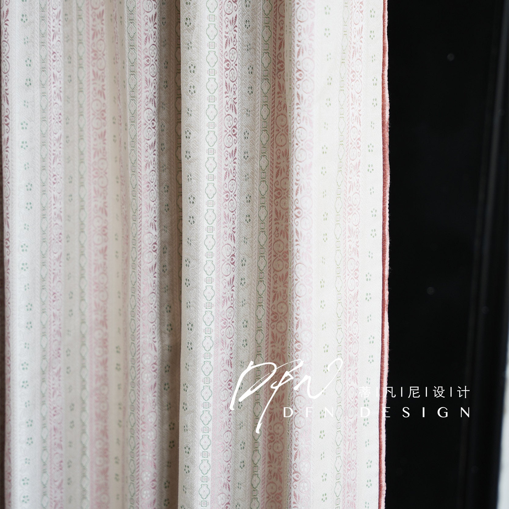 Iris Oak Curtain Panel in a finished interior.