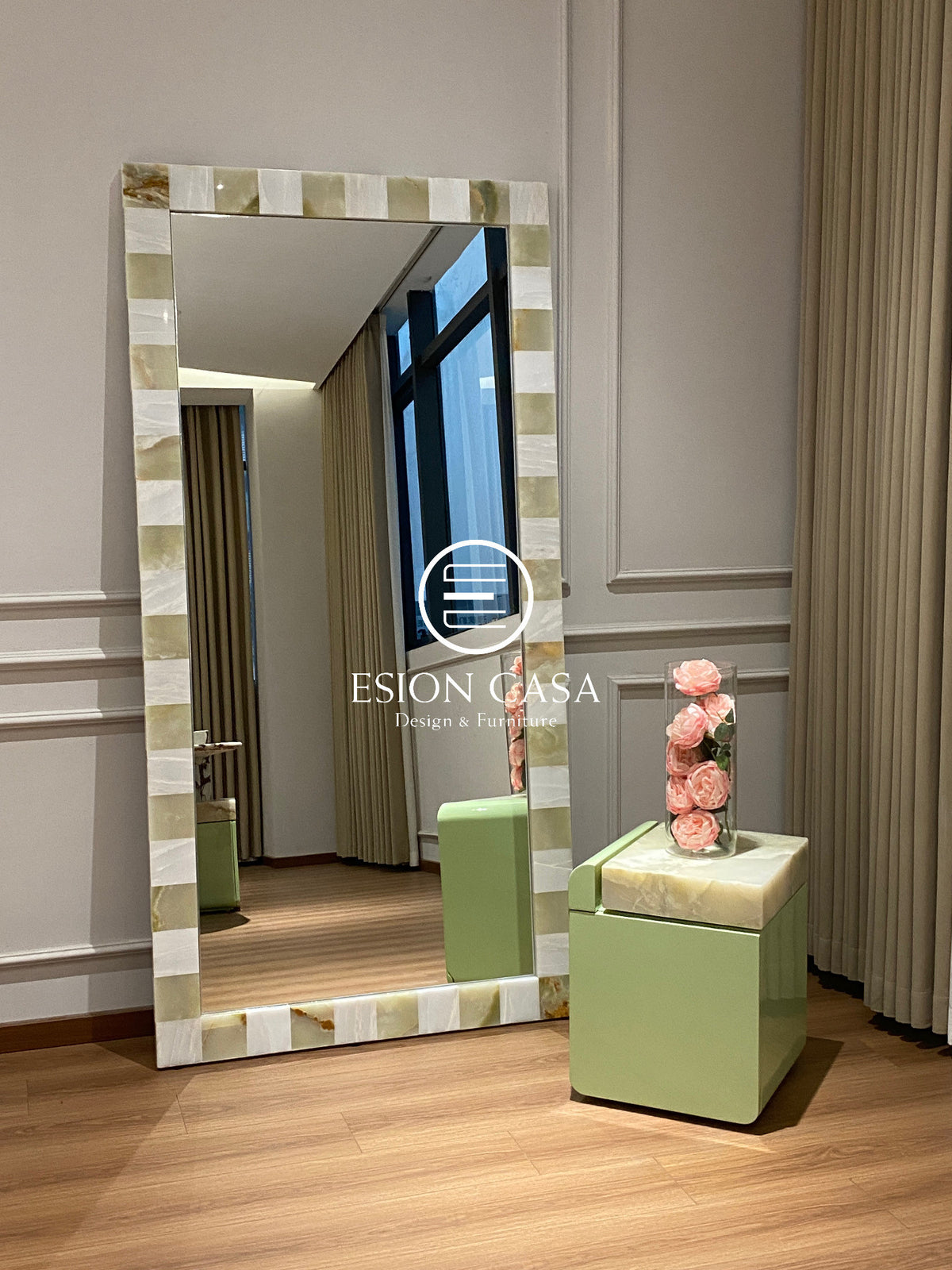 Nola Ridge Mirror in a finished interior.