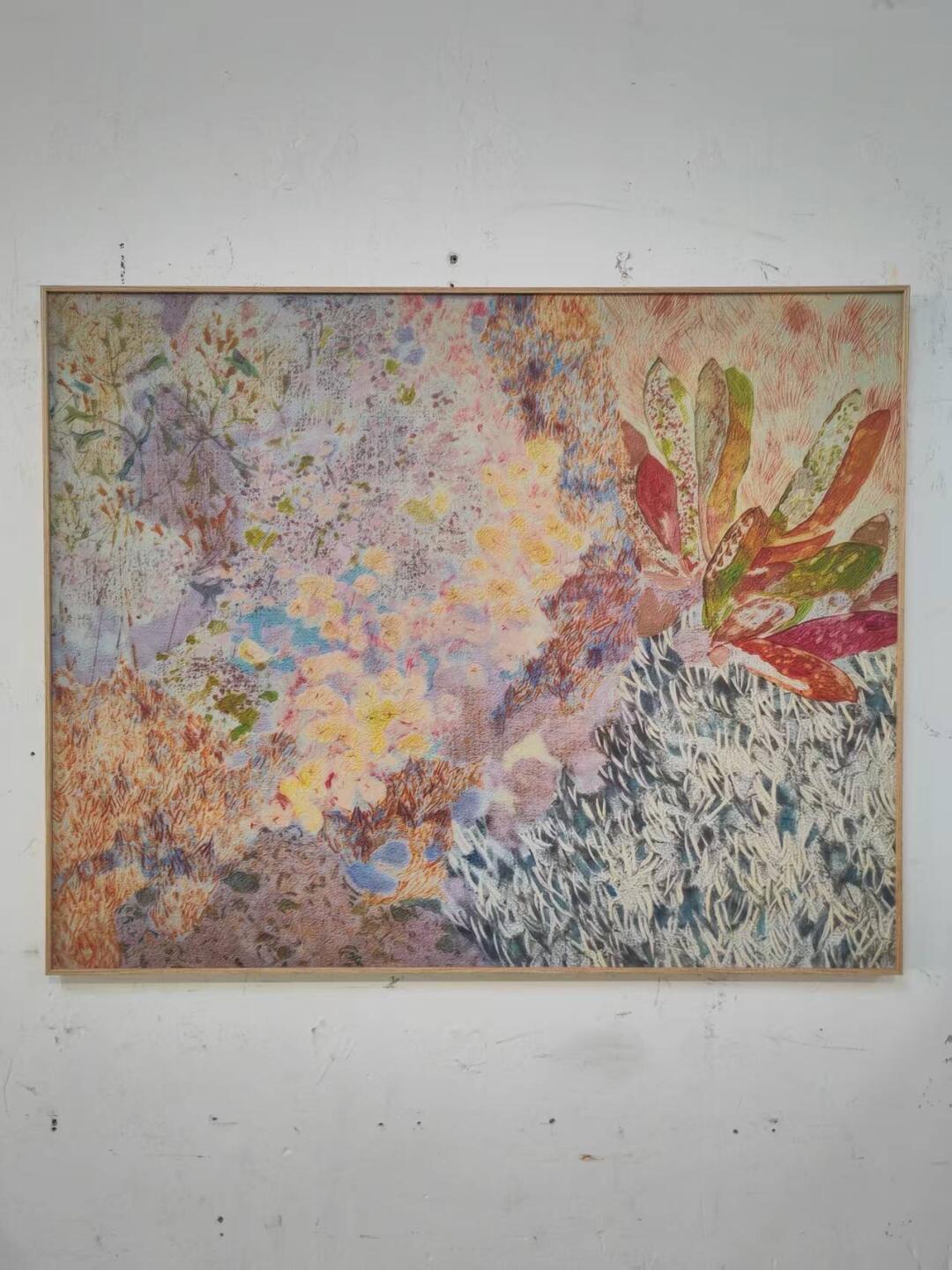 Dahlia River Wall Art in a finished interior.