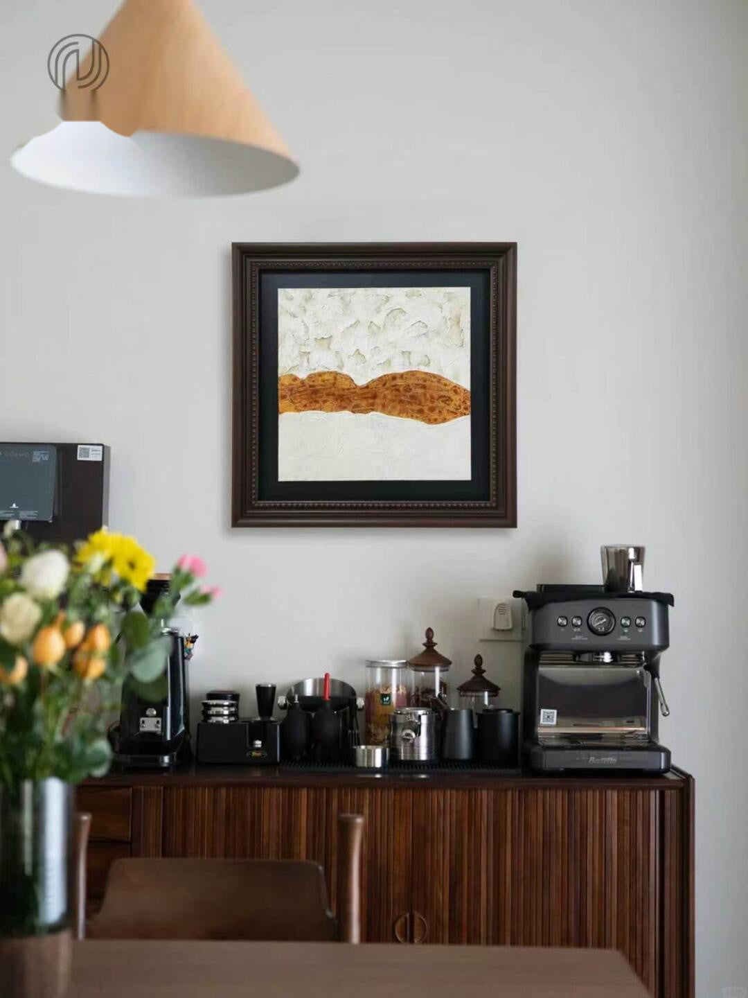 Harbor River Wall Art in a finished interior.