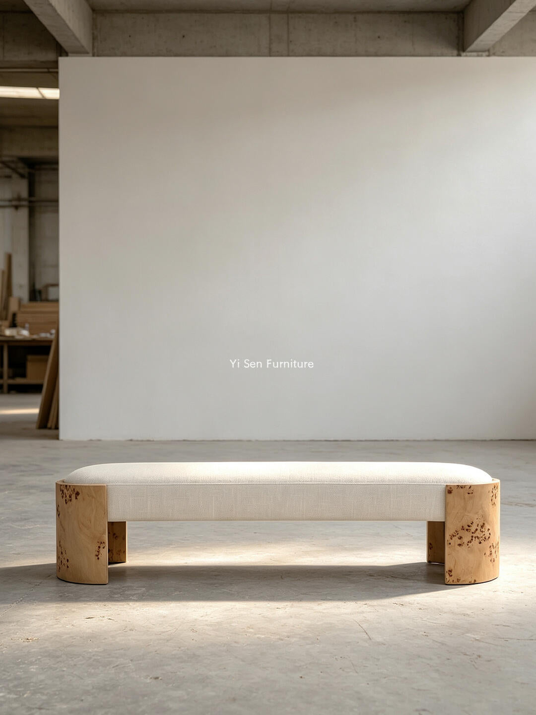 Linden Vista Bench in a finished interior.