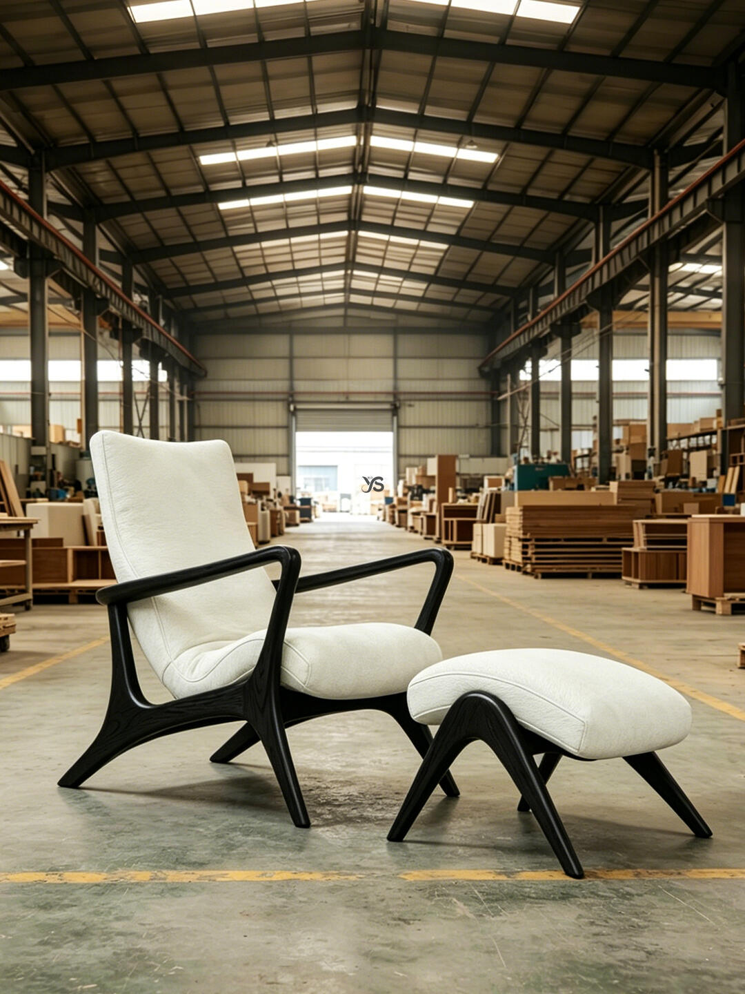 Olive Point Lounge Chair in a finished interior.
