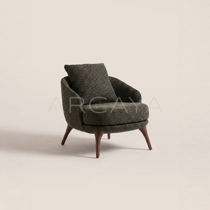 Green Dot Weave Walnut Leg Lounge Chair - main