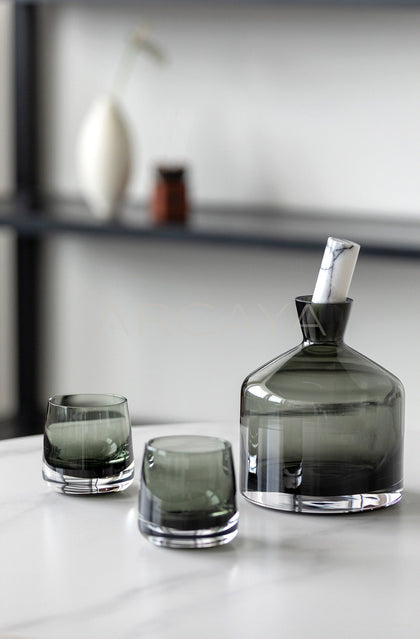 Smoked Glass Decanter Whisky Set - scene