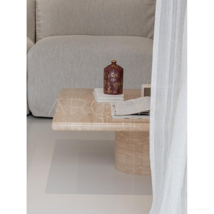 Yuexin Travertine Coffee Table - scene