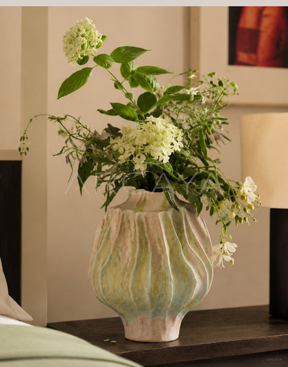 Handmade Pleated Ceramic Vase - scene