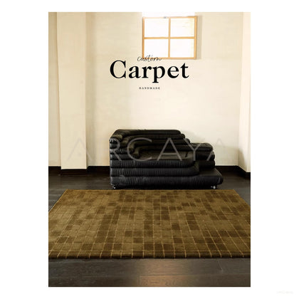 Olive Fine Check Rug Dsm P004 C03 - scene