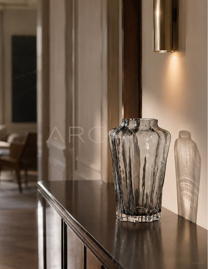 Smoked Grey Faceted Glass Vase - scene