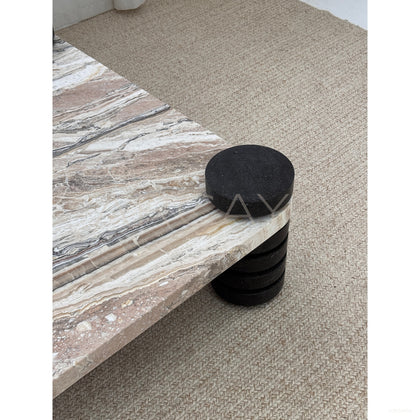 Travertine Pattern Small Side Table - scene