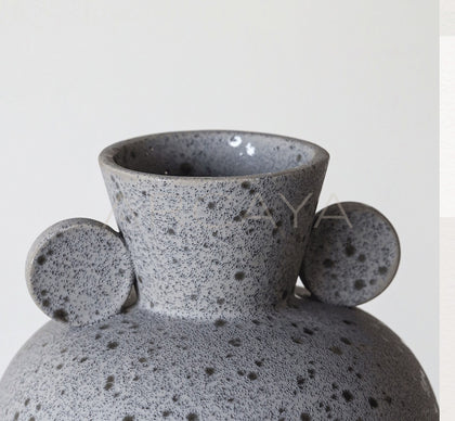 Wabi Sabi Double Ear Stoneware Vase - scene