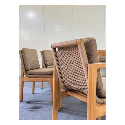 Teak Outdoor Dining Set Courtyard - scene