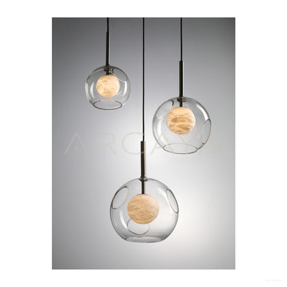 Clear Stone Texture Globe Pendant Light 97123 - scene