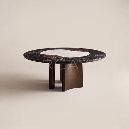 Tricolor Marquetry Round Table Lazy Susan - main