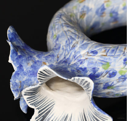 Wabi Sabi Blue Hollow Ceramic Vase - scene