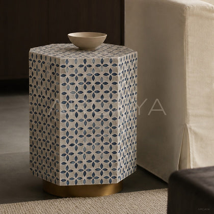Natural Shell Inlay Hexagonal Side Table - main