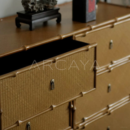 Bamboo Woven Six Drawer Chest - detail