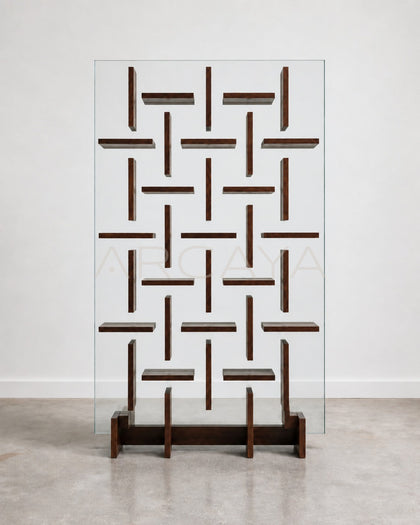 Glass Walnut Display Shelf - scene