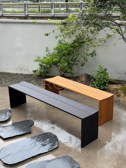 Burmese Teak Two Tone Bench - scene