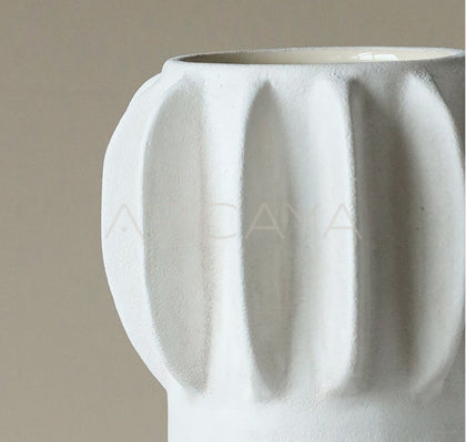Handmade Ribbed Ceramic Vase Entryway - scene