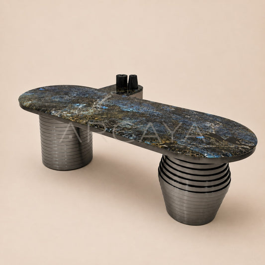 Daze Blue Jade Stone Tea Table Ring Base - main