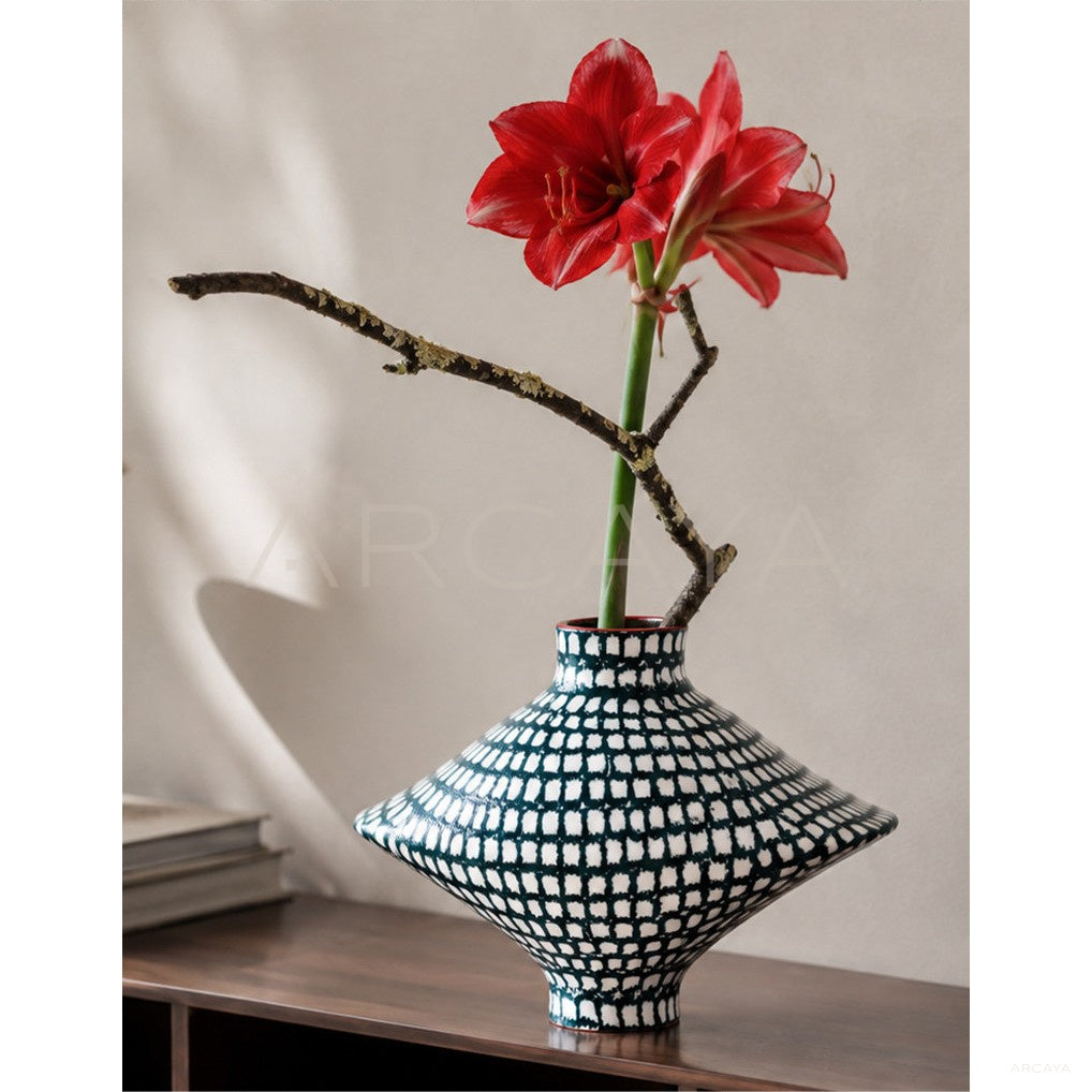 Hand Painted Geometric Vase Dining in detail
