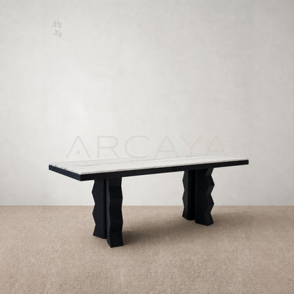 Red Oak Marble Black White Dining Table - main