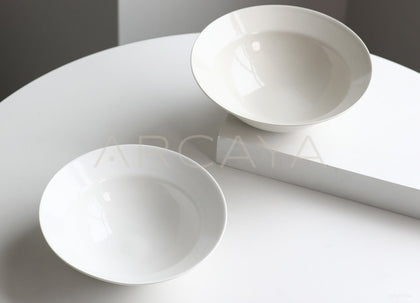 Sunxun Collab Plain White Porcelain Flared Bowl - scene