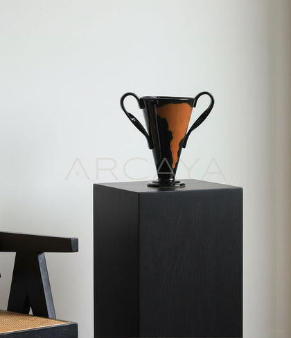 Mid Century Wide Mouth Ceramic Vase - scene