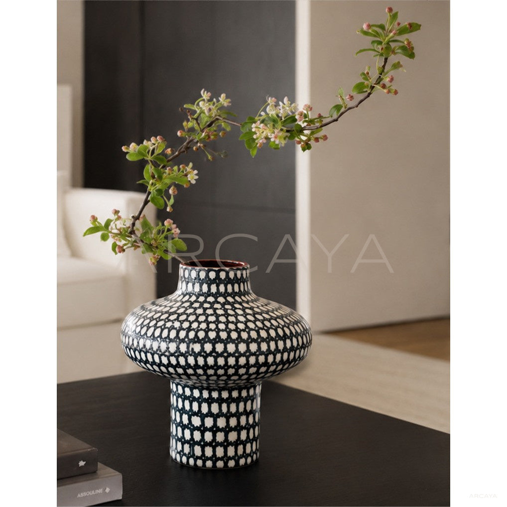 Hand Painted Art Ceramic Vase in detail