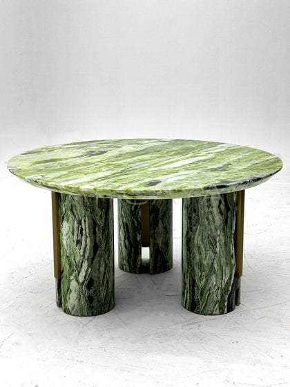 Natural Green Stone Round Dining Table - scene