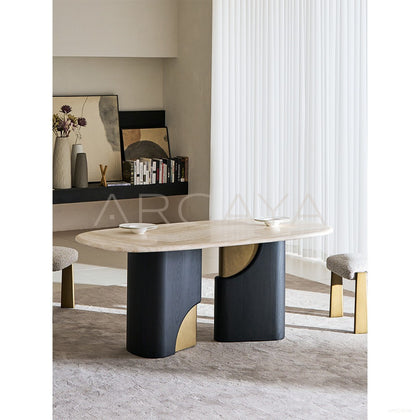 French Travertine Dining Table - scene